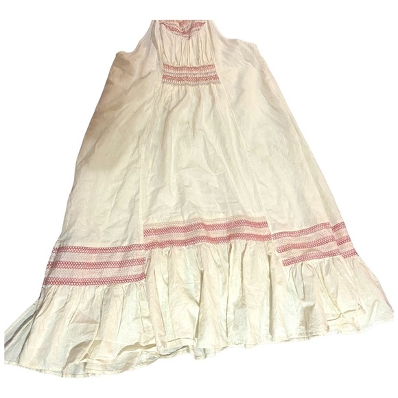 FREE PEOPLE | Another Love Smocked Midi Dress Sz S Linen Cotton Blend - Picture 6 of 8